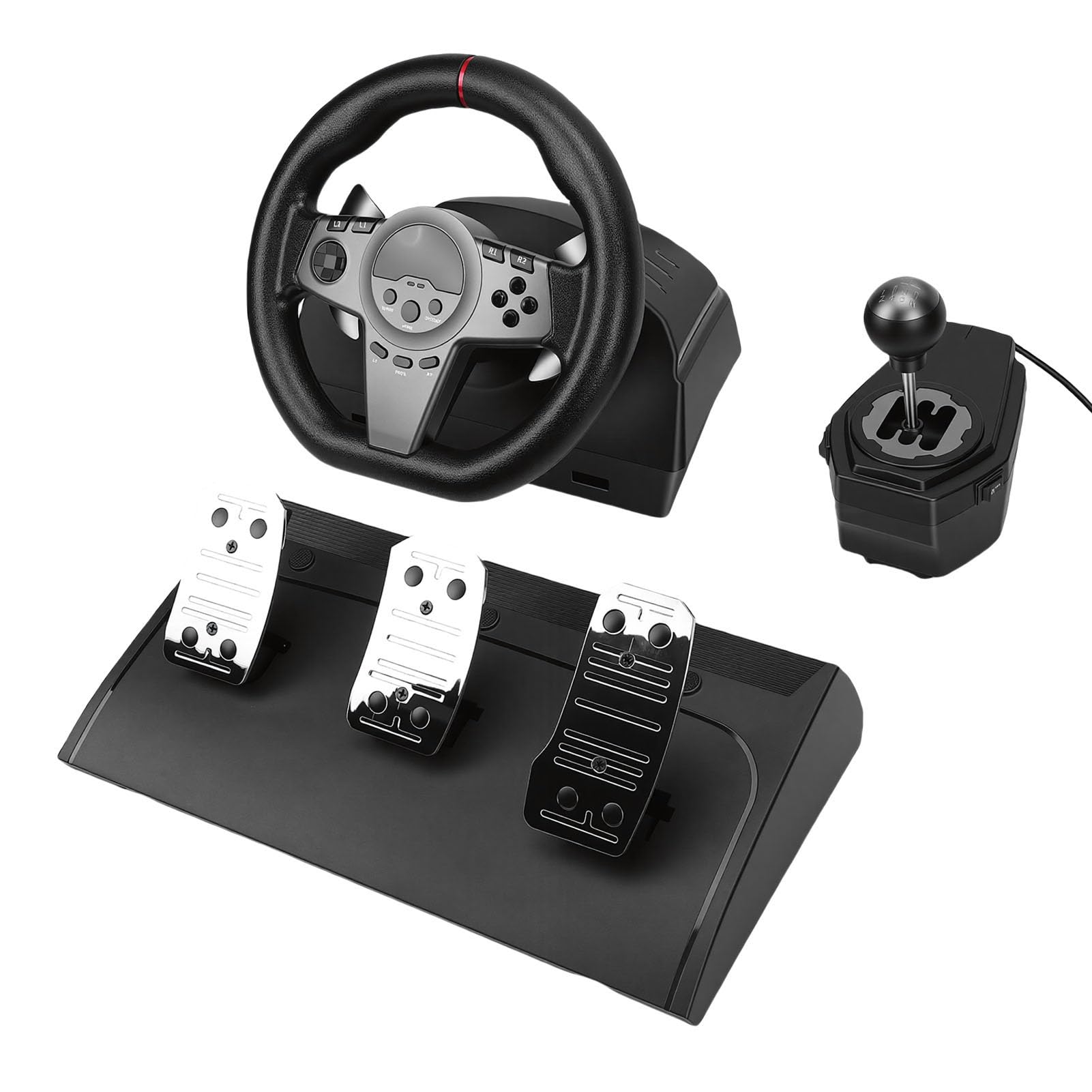 Annadue Set di Volanti da Corsa per PC Gaming per Console di Gioco, Volante da Corsa Sim per Auto per PC Girevole a 270 Gradi con Cambio a Pedali