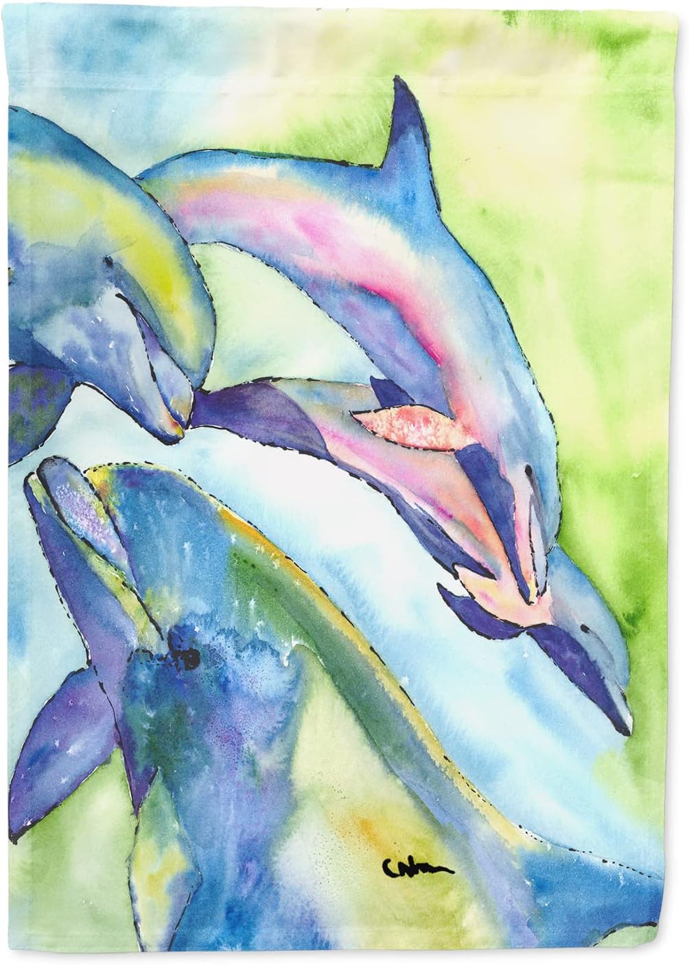 Caroline's Treasures 8548CHF Dolphin House Flag Large Porch Sleeve Pole Decorative Outside Yard Banner Artwork Wall Hanging, Polyester, House Size, Multicolor