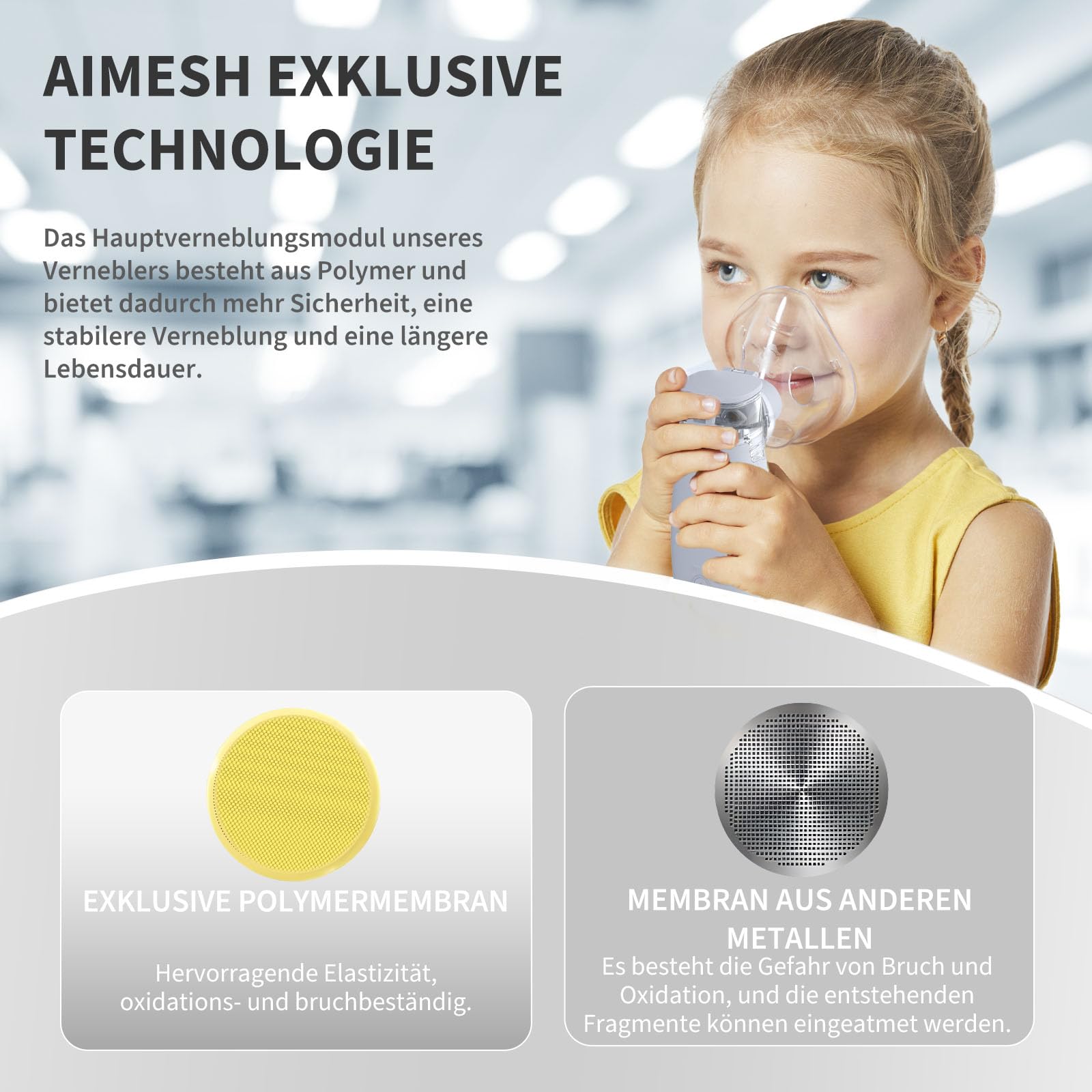 FEELLIFE Inhalationsgerät, Inhaliergeräte für Erwachsene, Inhalator Inhaliergerät Kinder Erwachsene Baby Vernebler Inhaliergerät Aeroins Grau