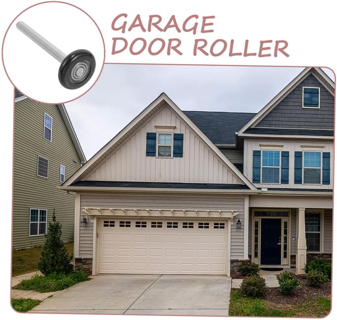 VILLCASE 6pcs Nylon Garage Door Rollers with Stem Smooth Precision Replacement Wheels for Automatic Sliding Doors High Load Capacity