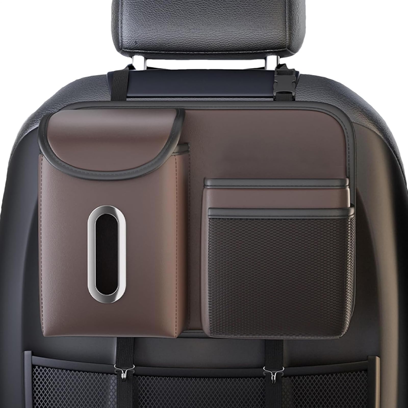 Genérico Organizador Asiento Trasero Coche para KIA Niro 2017-2022 2023, Universal Cuero Bolsa Almacenamiento Impermeable Viajes para Botellas Juguetes Pañuelos
