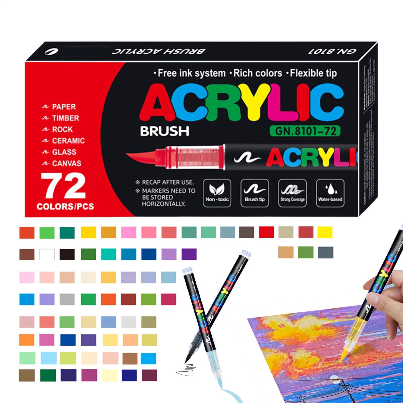 Acryl-Marker-Set, Malstift für Papier, multifunktionaler Acrylfarben-Marker, Kunst- und Bastelbedarf, für Kinder und Erwachsene