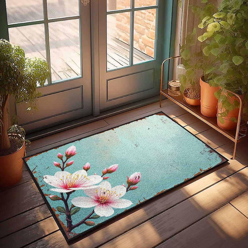 Tapis rétro vintage à fleurs pour créer un coin lecture cosy