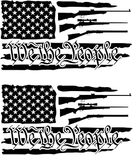 2-Pack We The People American Flag Sticker Decal Vinyl - 5 Inches - United States Patriotic Car Decals 2nd Amendment Decals for Truck SUV Van Window Bumper Wall Laptop Waterbottle Any Smooth Surface