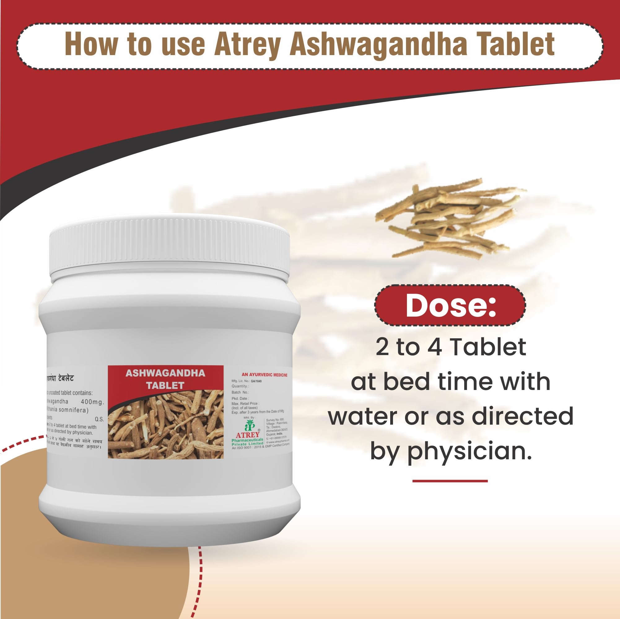 ATREY Ashwagandha Tablets 400mg (1000 Count) | Pure Indian Ginseng for Stress Relief, Energy & Restful Sleep | Ayurvedic Muscle Growth & Vitality Booster | Withania Somnifera 2