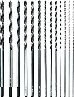 Sali 13PCS Brad Point Wood Drill Bit Set Carbon Steel Wood Drill Bit Set for Hardwood, Plywood, Plastic Round Holes in All Types of Wood Extra Long 11 Inch