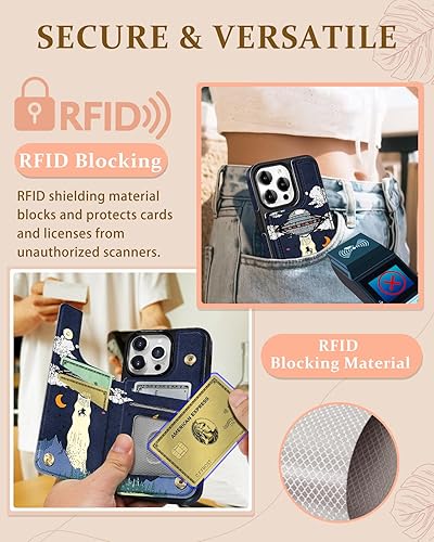 Miniatura 5 de Shorogyt Funda tipo cartera para iPhone 14 Pro Max con tarjetero y soporte para tarjetas, diseño de ovnis alienígena con función atrás, cierre