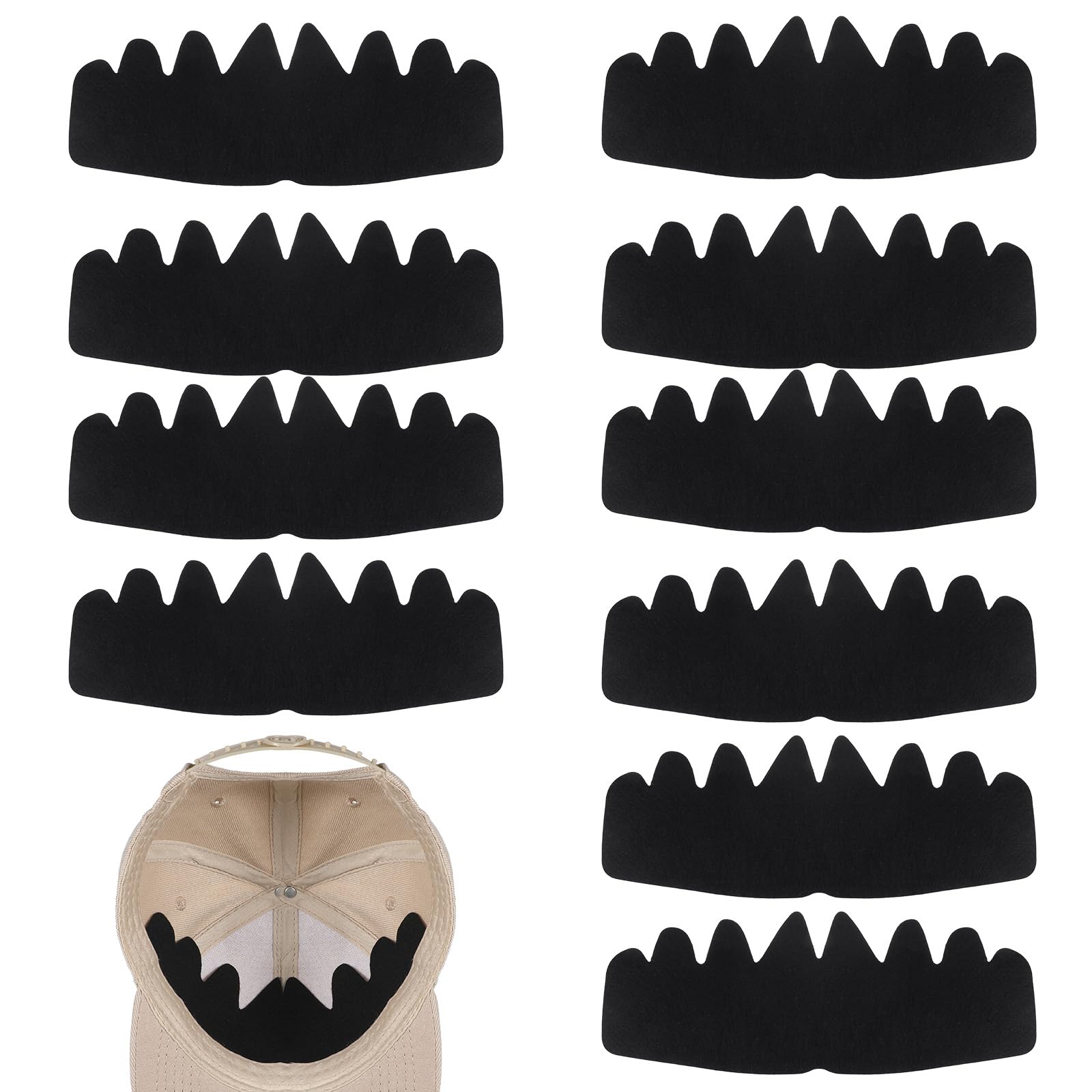Lot de 10 doublures de protection réutilisables et flexibles pour casquette de baseball, lavables et non adhésifs, pour chapeaux contre la transpiration et les odeurs, unisexe, pour tous les types de