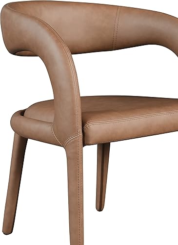 Miniatura 8 de Meridian Furniture 987Brown-C Sylvester Collection Modern Silla de comedor tapizada de cuero vegano contemporáneo con respaldo redondeado, 23.5