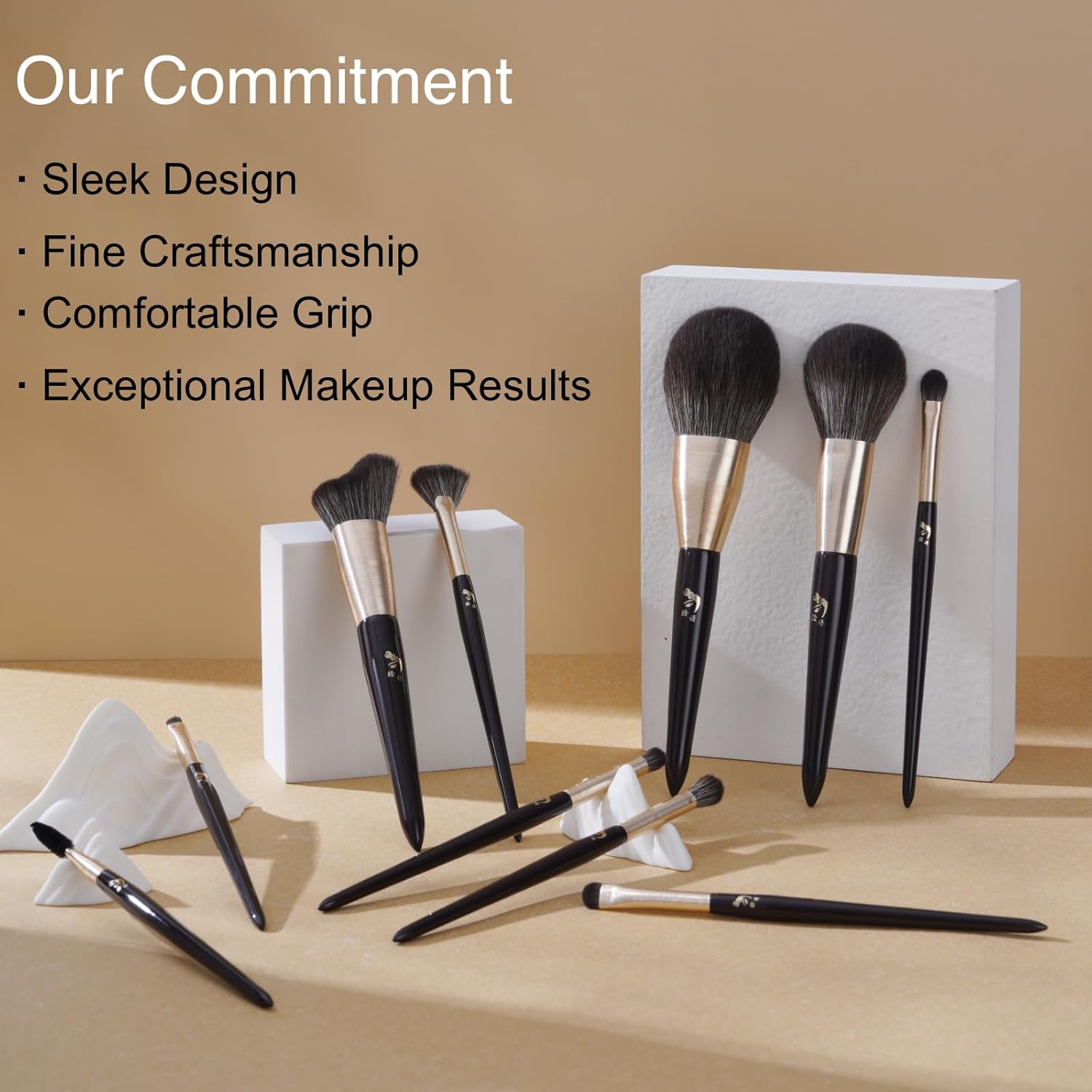 10pcs Makeup Brush Set with Dry Cleaning Box, Travel Bag & 2 Puffs - All-in-One Soft Synthetic Brushes for Beginners, Travel, Full Face & Eye Makeup Kit