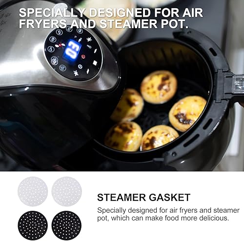 Miniatura 3 de Cabilock 4 unids almohadilla de freidora de aire freidora de aire Bandeja de cocina de papel pergamino perforado para microondas de aire,