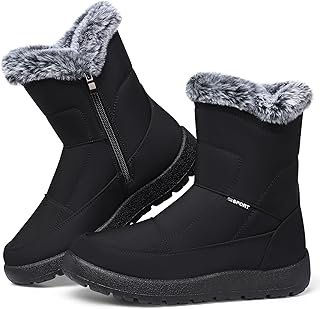 Women's Snow Boots Winter: Waterproof Fur Lined Anti-Slip Ankle Booties ...
