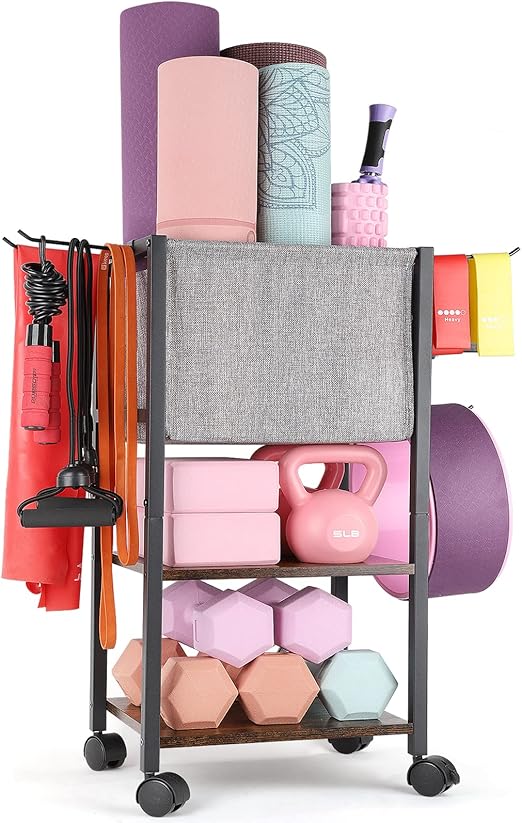Yoga Mat Storage Rack Home Gym Equipment Workout Equipment Organizer Yoga Mat Holder for Dumbbell,Kettlebell and More Gym Accessories Gym Essentials Women Men Fitness Exercise Equipment Organization