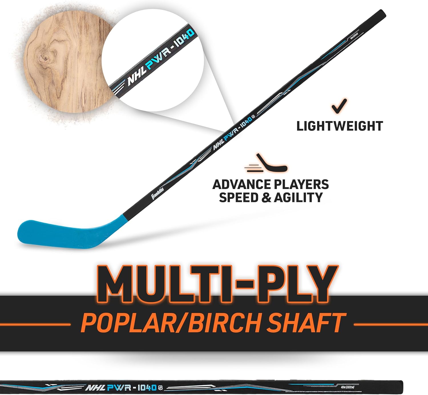 Franklin Sports NHL Kids Street Hockey Sticks - Youth, Junior + Senior Sticks - Right + Left Handed - 40", 48" + 56"