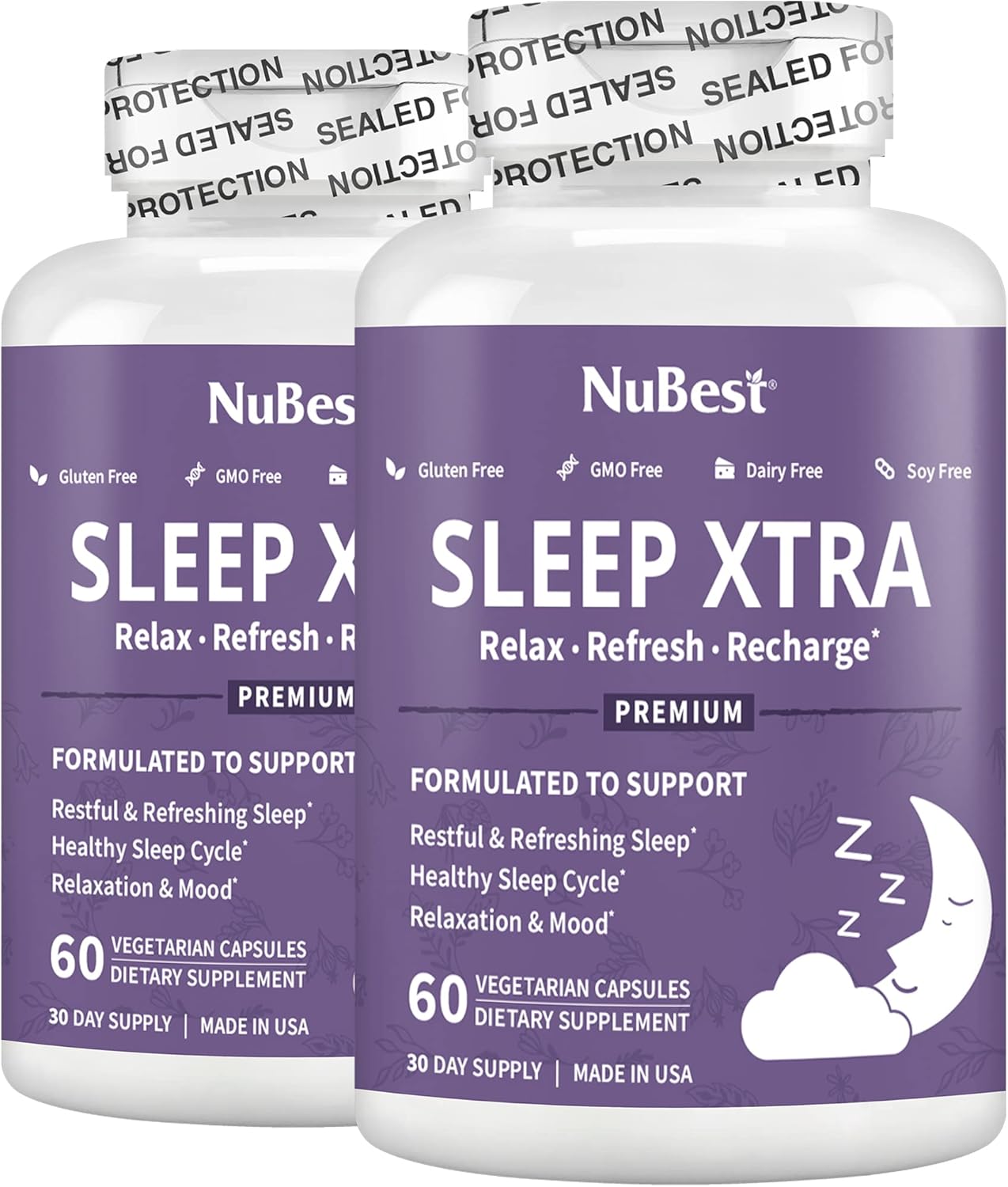 NuBest Sleep Xtra | Supports Healthy Sleep for Adults | Vitamin B6, Melatonin, Ashwagandha, Chamomile, Valerian & More - Non Habit-Forming | 60 Vegan Capsules | Pack 2