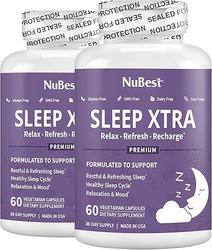 NuBest Sleep Xtra  Apoya un sueño saludable para adultos  Vitamina B6, melatonina, ashwagandha, manzanilla, valeriana y más  No forma hábito  60