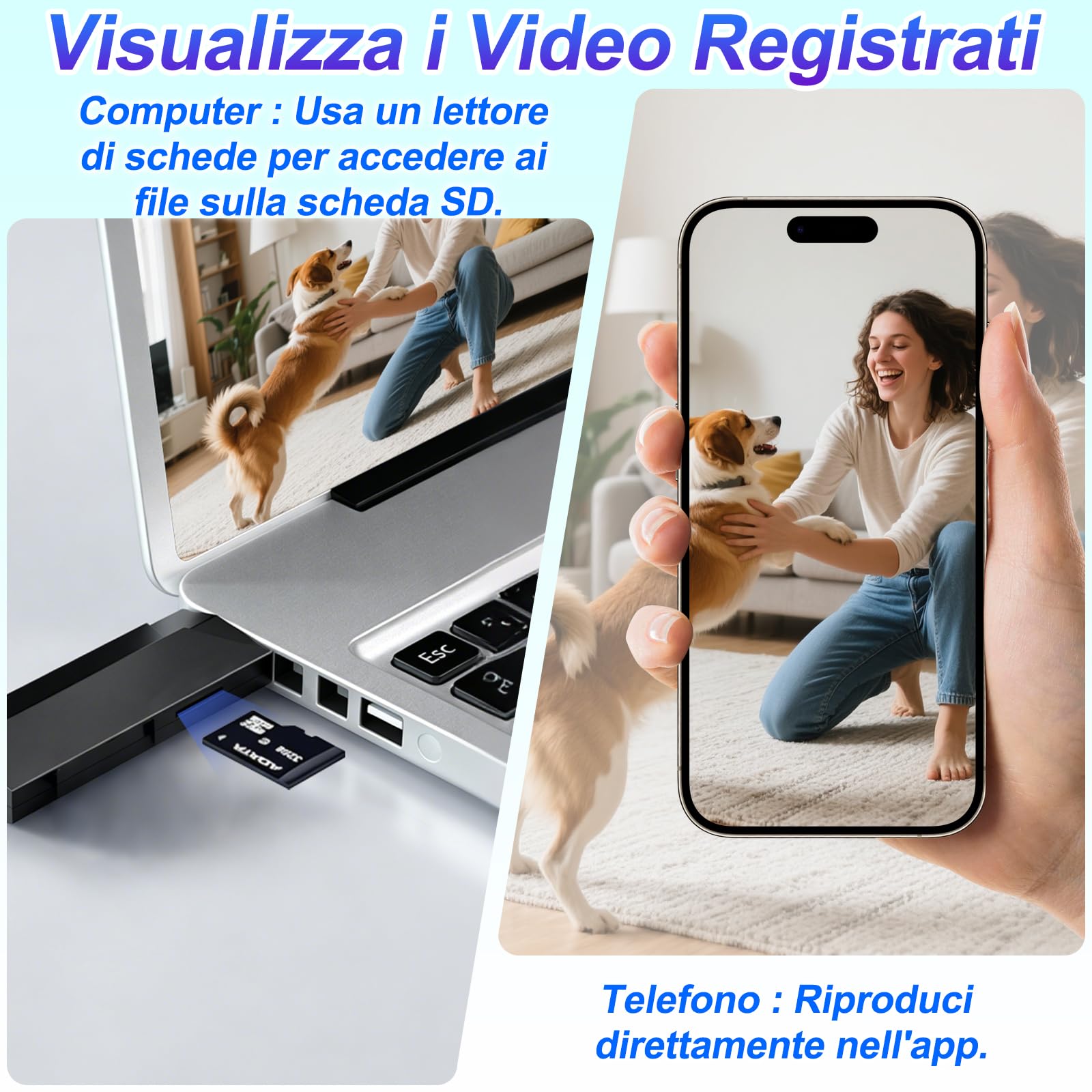 TANGMI Telecamera Spia WiFi 1080P, Rilevamento Movimento | Doppia banda 2.4/5GHz, 100° grandangolo, app Tuya Smart, avvisi istantanei, 2-in1