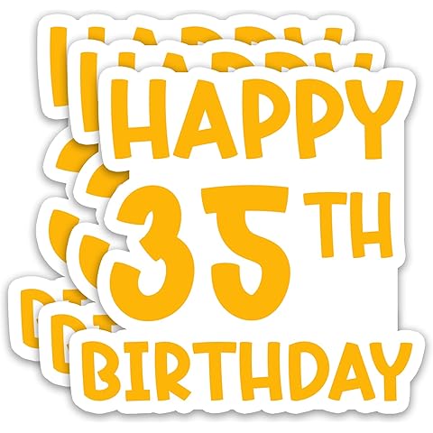 (3Pcs) Happy 35th Birthday Stickers Cheers to 35 Years Waterproof Vinyl Decals for ...