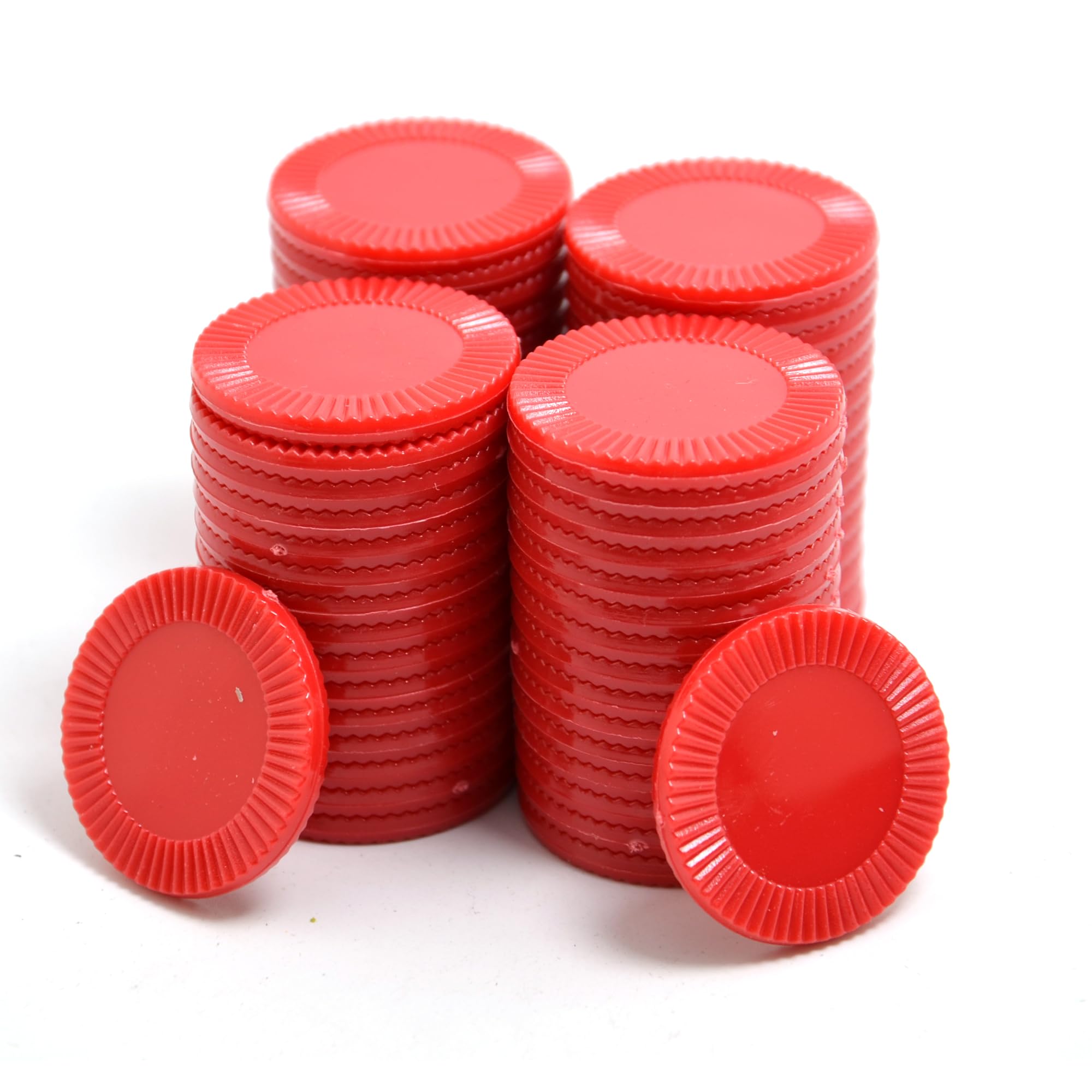 Smartdealspro 64pcs 32mm/1.26 Inch Opaque Plastic Learning Counters Disks Mini Poker Chips Game Tokens with Storage Box (Red)