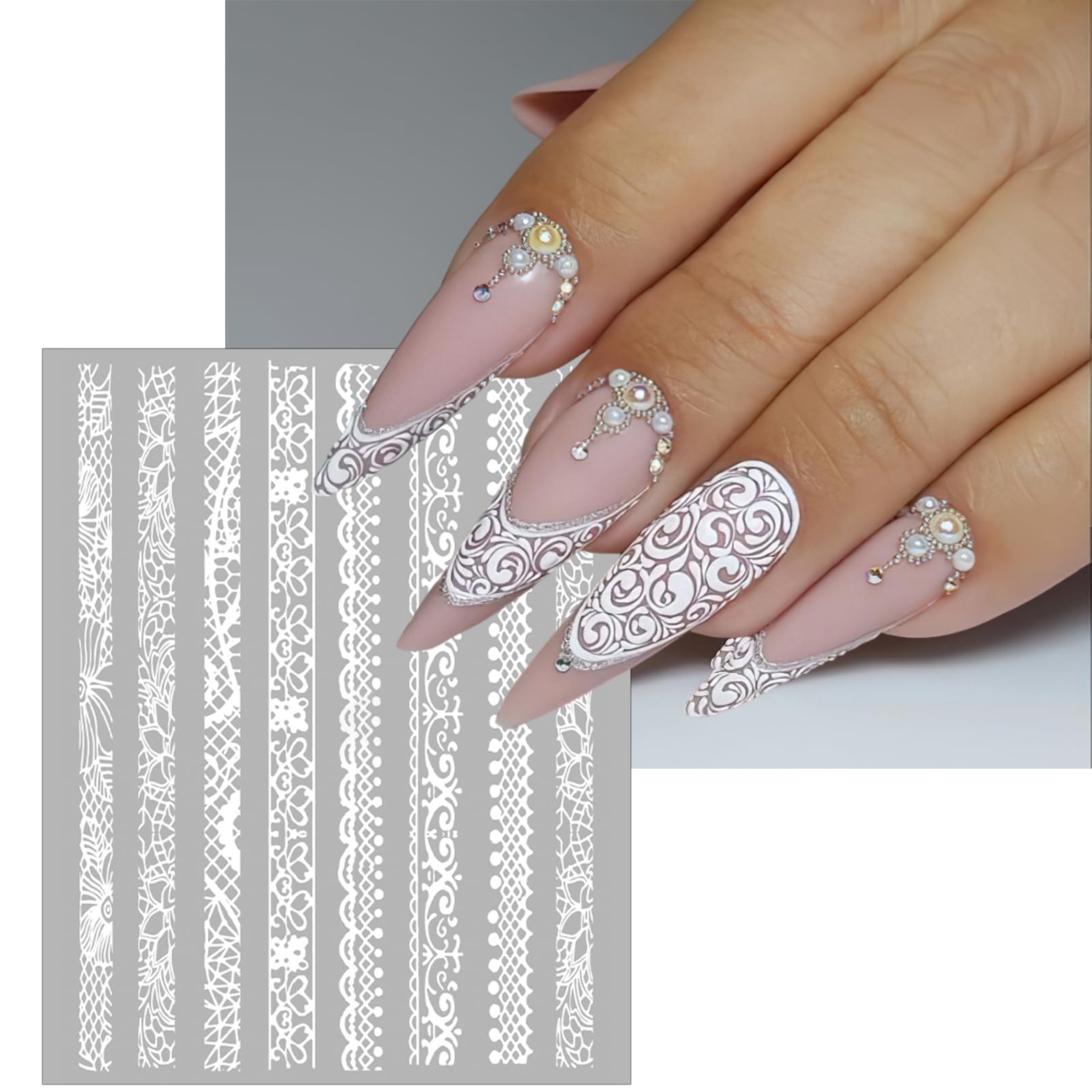 Amazon.com: Mkwntg Lace Nail Art Stickers Black White Lace