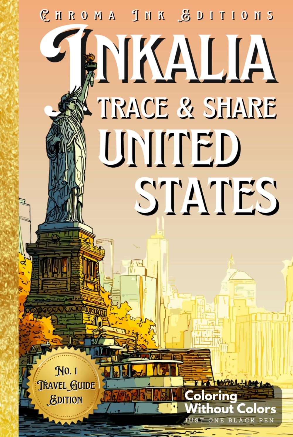 Inkalia Tracing: Trace & Share United States: A Creative Travel Guidebook to Connect, Relax & Share with Just One Black Pen – Simply Follow the White Lines (Inkalia: Trace, Travel & Share)