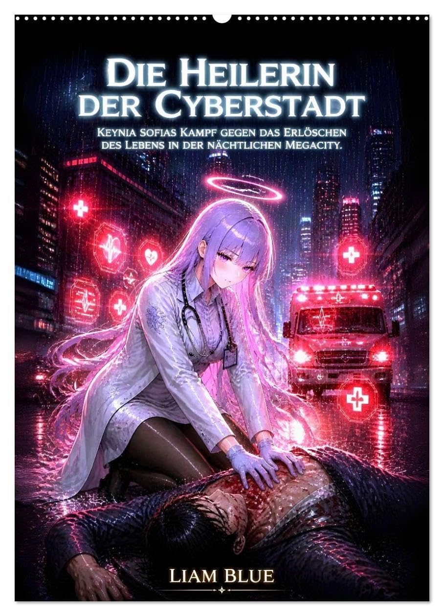 Die Heilerin der Cyberstadt (Wandkalender 2027 DIN A2 hoch), CALVENDO Monatskalender: Keynia Sofias Kampf gegen das Erlöschen des Lebens in der nächtlichen Megacity. (CALVENDO Kunst)