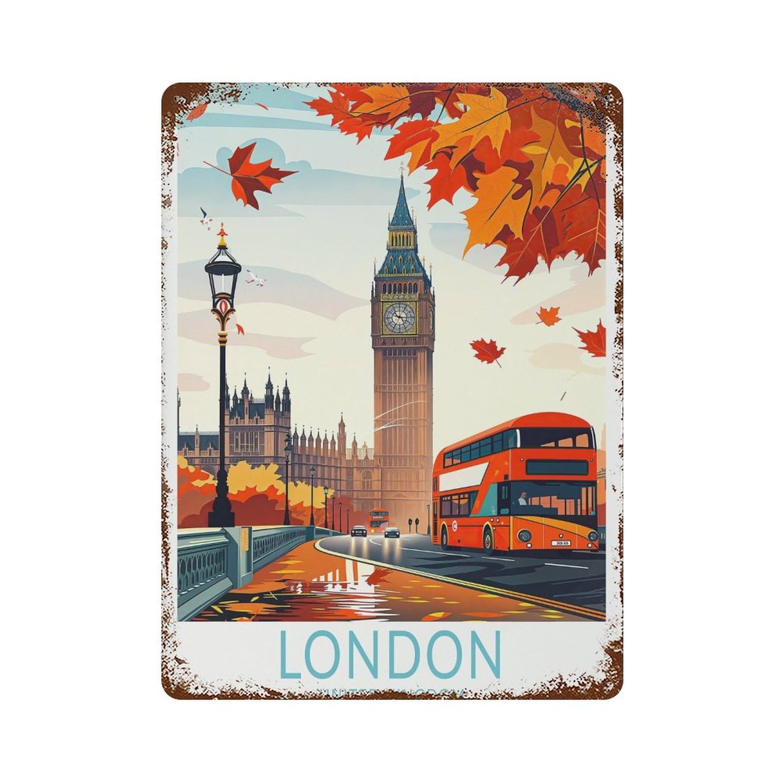 xiaoxiaoshen London Travel Uk Westminster Bridge, Big Ben (2) Wall Decor Art Metal Tin Poster Modern Home Decor Art Home Bar Shop Decorations Vintage Sign 40x30cm