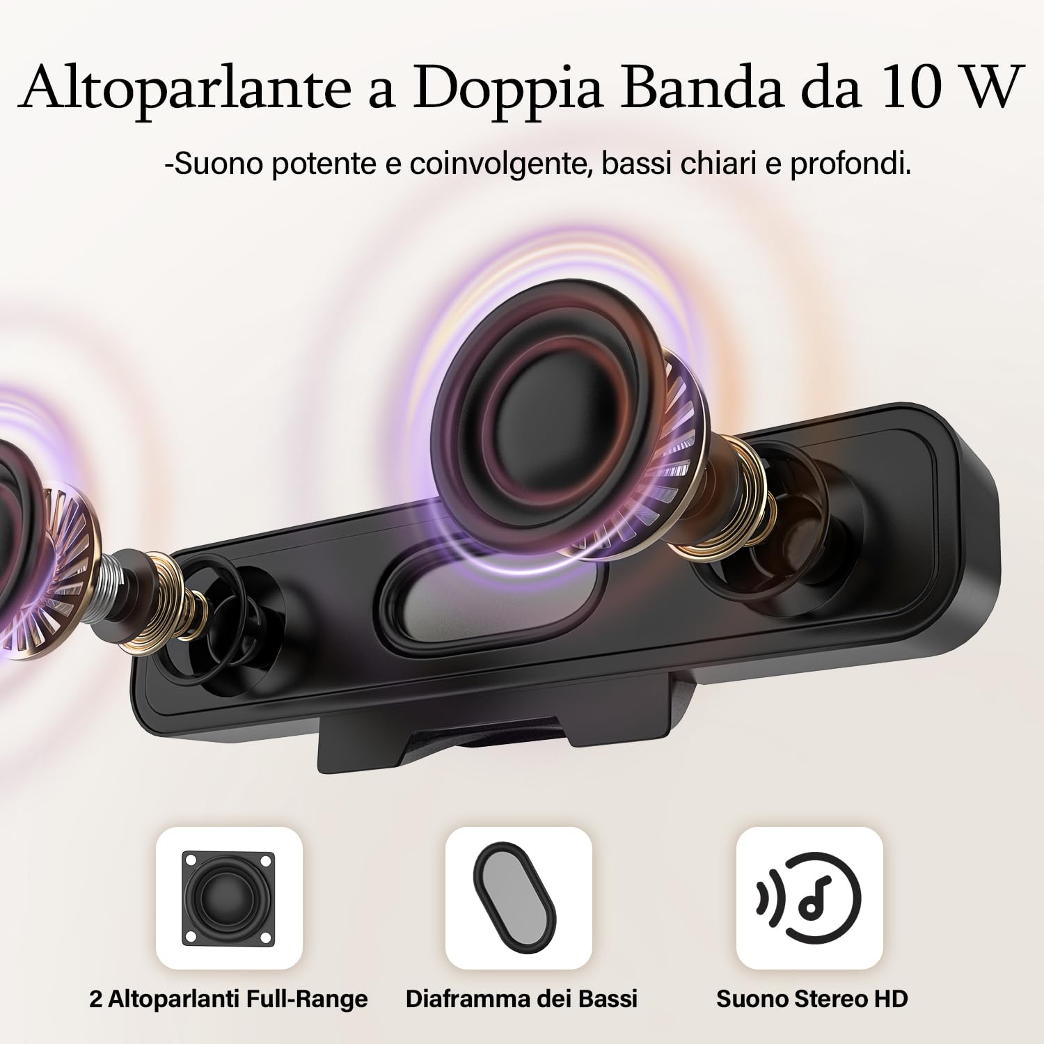 ZETIY Altoparlante per PC, Casse USB Portatile Mini Soundbar, Alimentazione USB, Monitorare per Telefono, Notebook, Laptop, Desktop - Plug and Play (Nero)