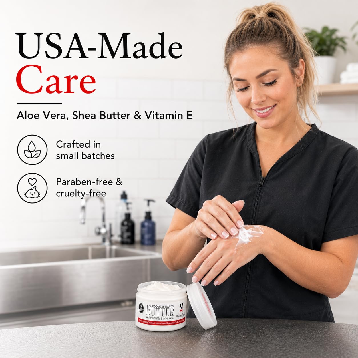 Warren London Groomers Hand Butter, 8 oz - Working Hands Cream for Dry Cracked Hands, Non-Greasy Shea & Aloe Moisturizer, Made in USA image 4