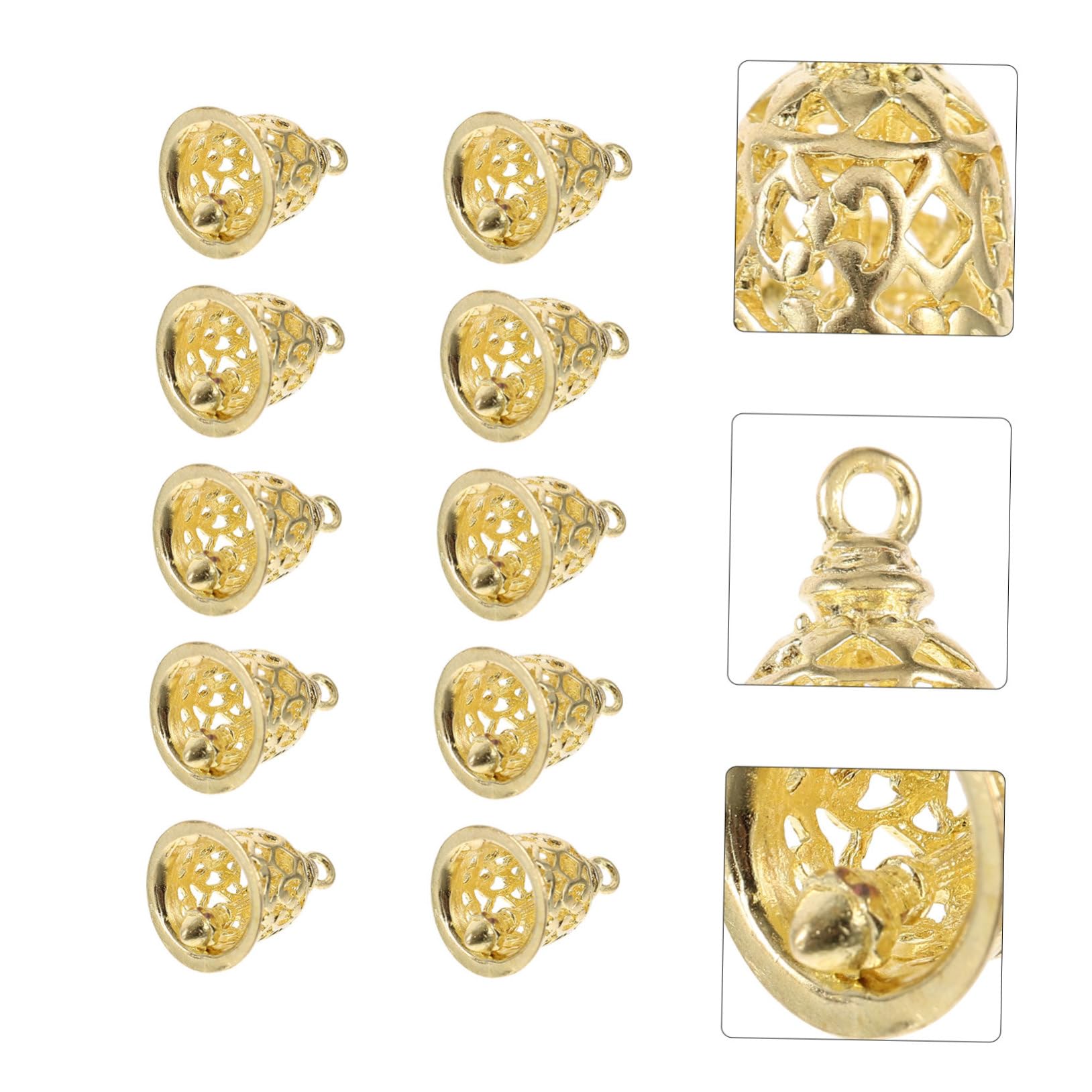 SHINEOFI 40pezzi Campanelle Decorative Ottone Pendenti per Borse e Accessori Fai da Te Campane Hollowed-out per Decorazioni Natalizie e Artigianato