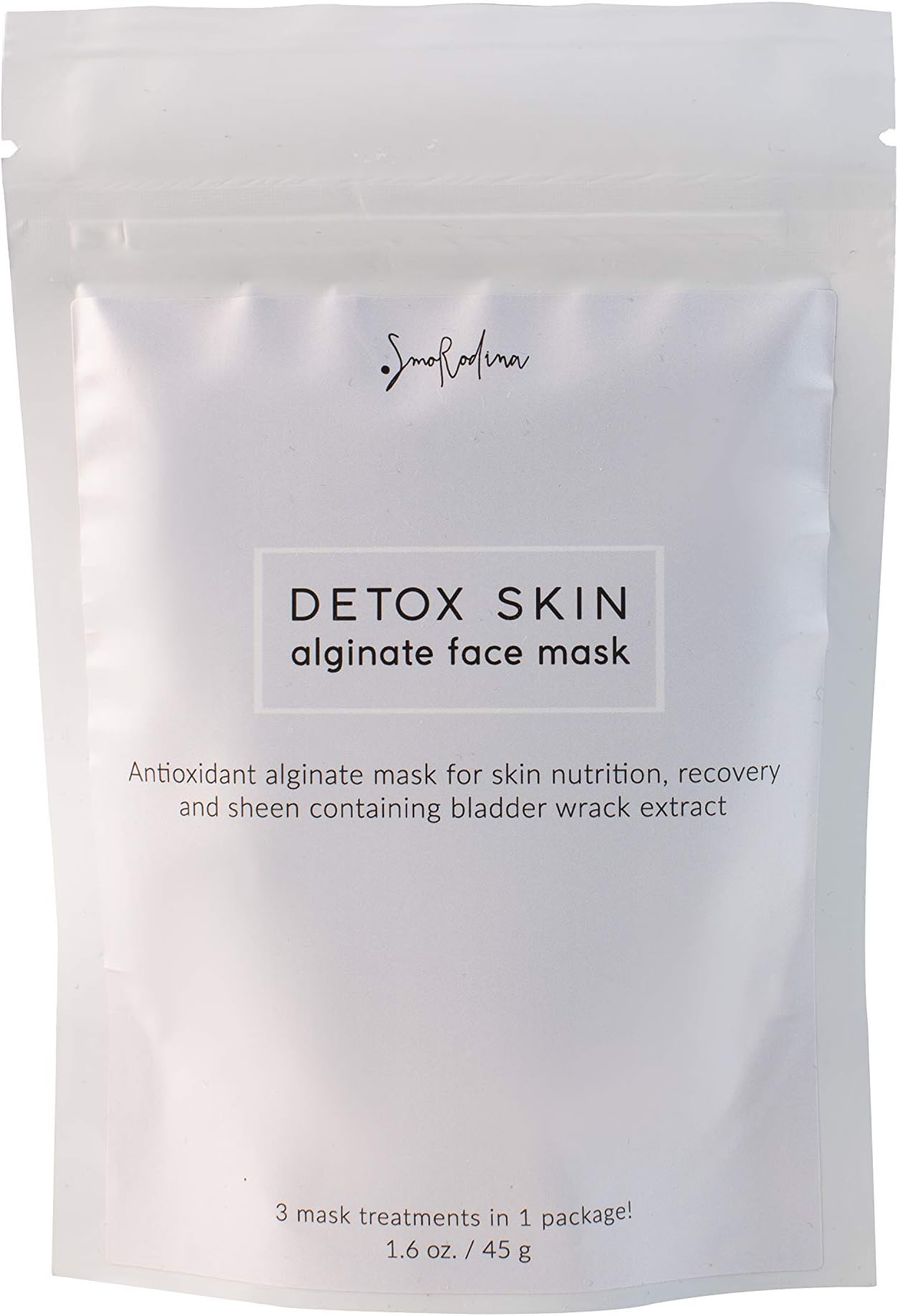 SmoRodina Detox Skin Alginate Face Mask, 3 Treatments. Antioxidant and Detox Mask for Skin Nutrition, Fast Recovery and Radiance. Contains Bladderwrack Extract