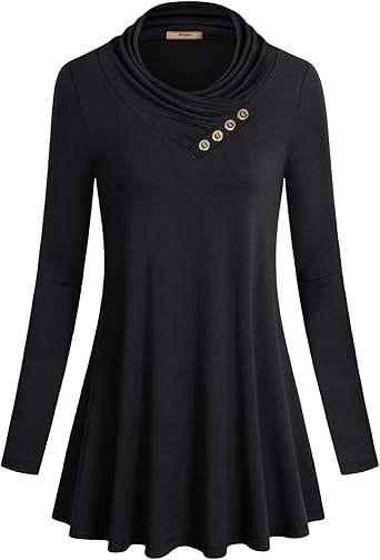 Miusey Women's Long Sleeve Cowl Neck 