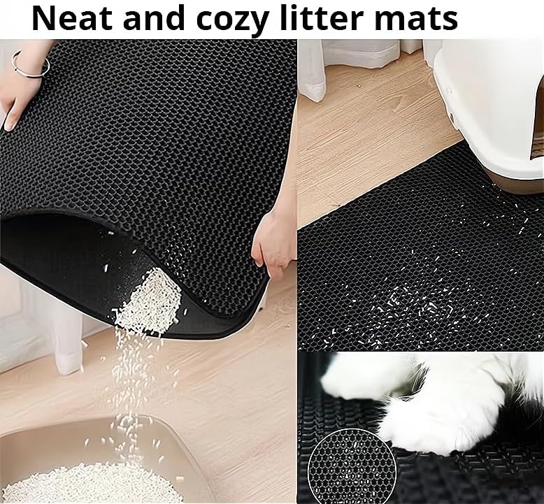 Miniatura 7 de Alfombrilla de arena para gatos, evita suelos desordenados, atrapa la arena, fácil de limpiar, alfombrilla para caja de arena para gatos,