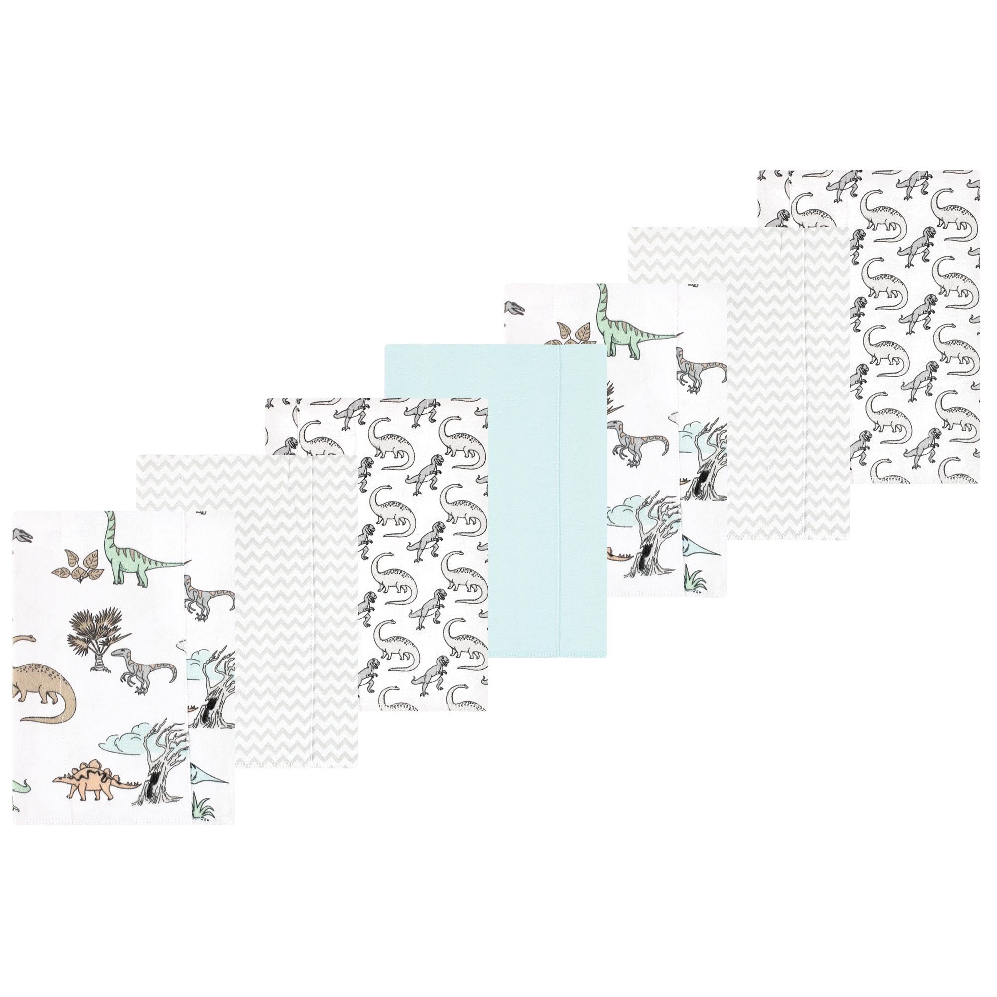 Luvable Friends Hudson Baby Flannel Burp Cloths 7pk, Gray Dinosaur Journey