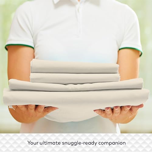 Miniatura 8 de Aireolux Juego de sábanas frescas de 800 hilos de 100 % algodón tamaño Queen, color marfil, sábanas refrescantes para personas que duermen con