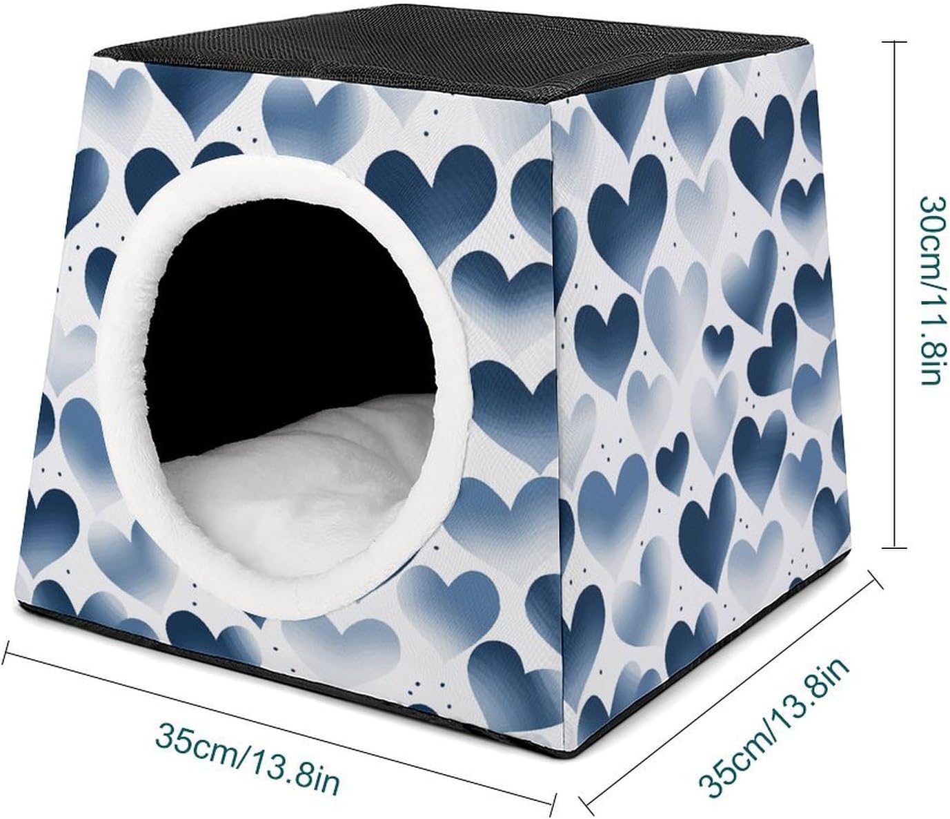 Pet Sleeping Nest Bed, Navy Heart Printed Dog House Cat Nest, Winter Pet House are Suitable for Most Cats, Dogs, and Other Small Pets