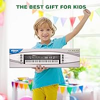 Vista 7 de M SANMERSEN Teclado de música para niños, juguete de piano electrónico portátil de 61 teclas con micrófono, herramienta de enseñanza