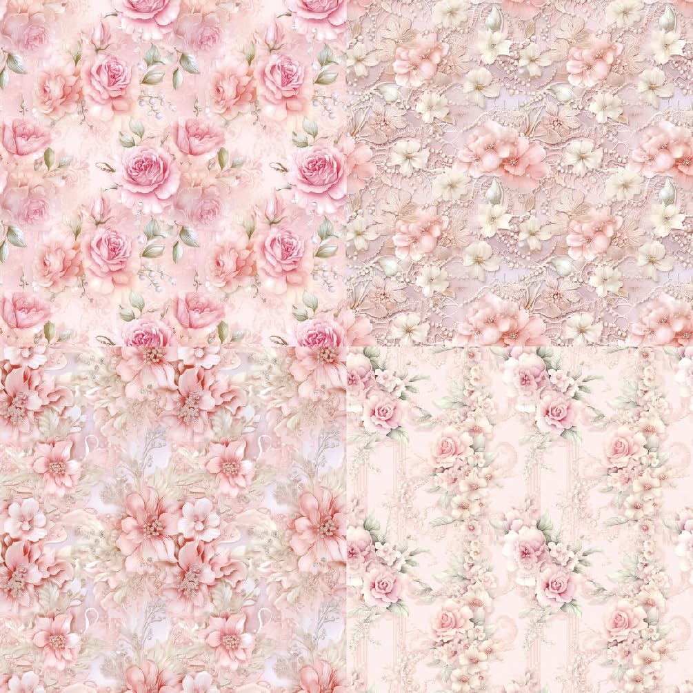 Papier do scrapbookingu, 6"x 6", 24 arkusze papieru, jednostronny papier kartonowy, 12 wzorów, dekoracyjny papier do tworzenia kartek w tle do albumów fotograficznych(Pink 48 Sheets)