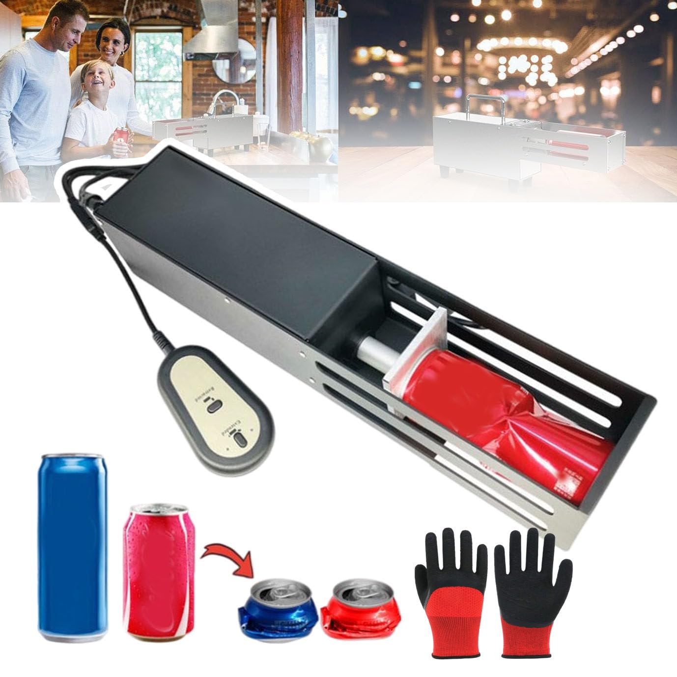 Hoiaost Air Cylinder Can Crusher, Heavy Duty Soda Beer Smasher, Recycling Tool Used to Recycle 160-500ml Cans, 250-350ml Plastic Water Bottles,Black