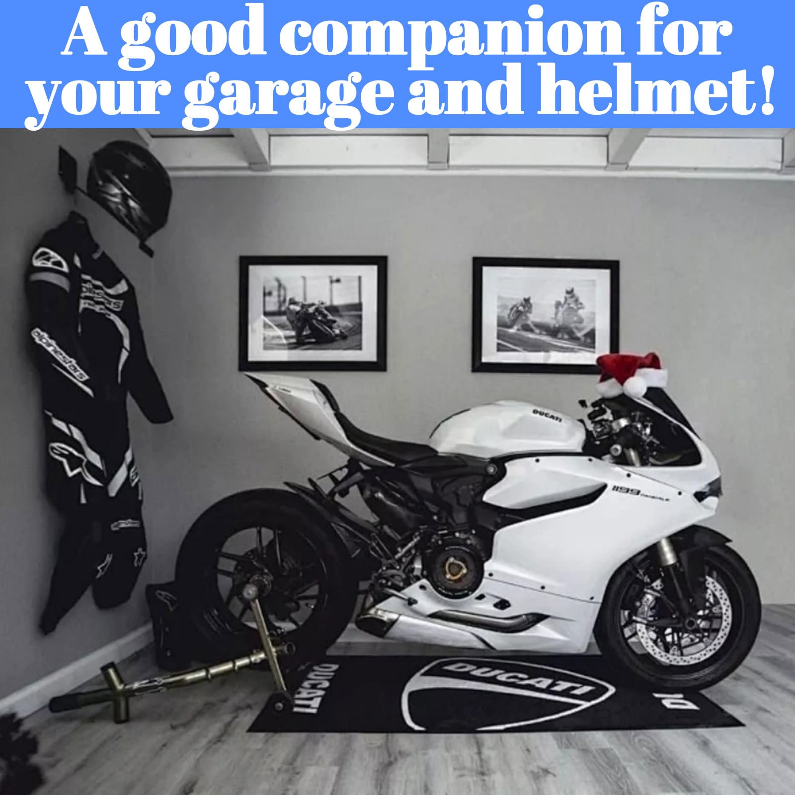 4 pezzi supporto da parete per casco da moto, supporto per casco con ganci, per appendere chiavi e casco da moto (nero)