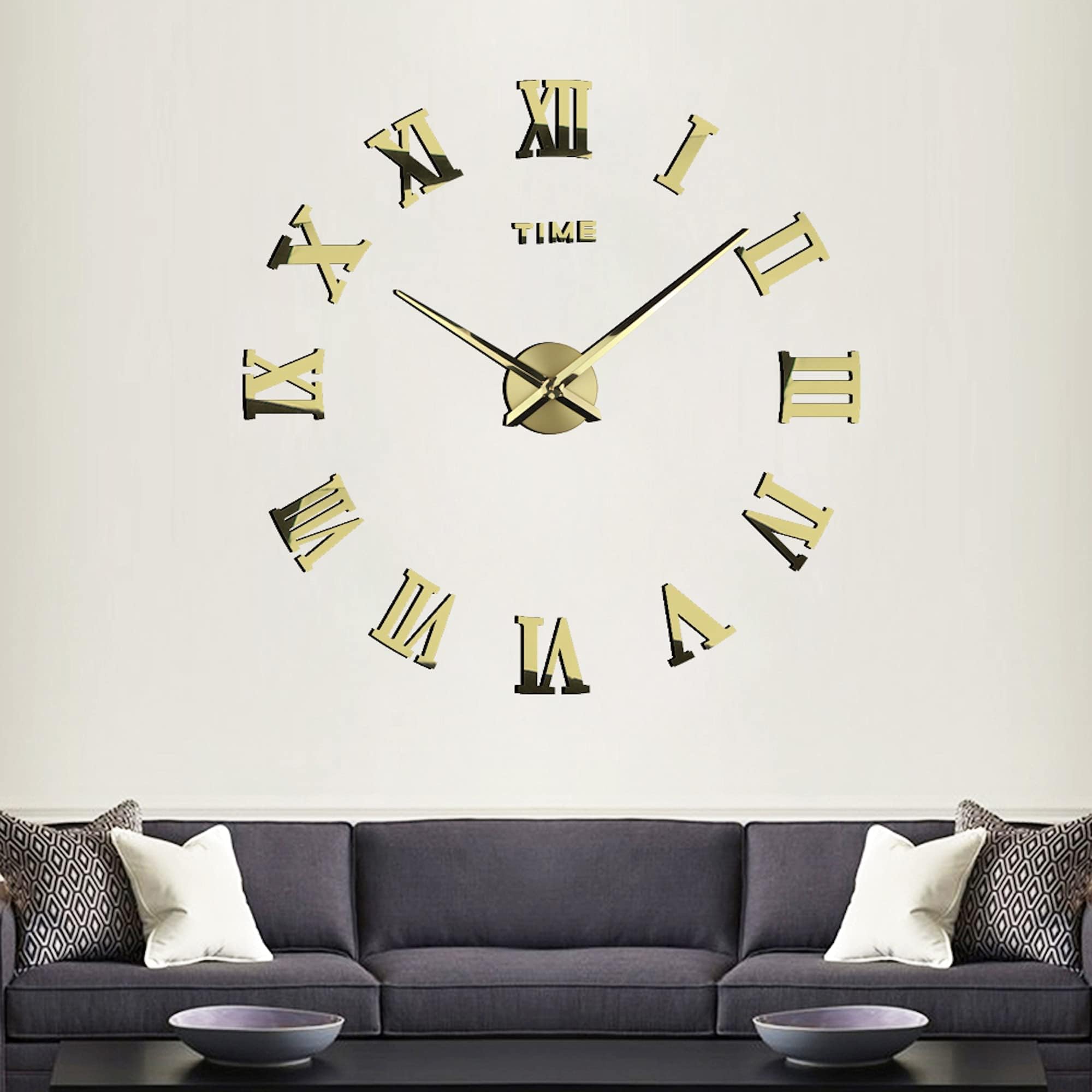 VIVILINEN Modern DIY Wall Clock Large Frameless Mute 3D Mirror Stickers Clocks for Home Kitchen School Office Living Room Decor