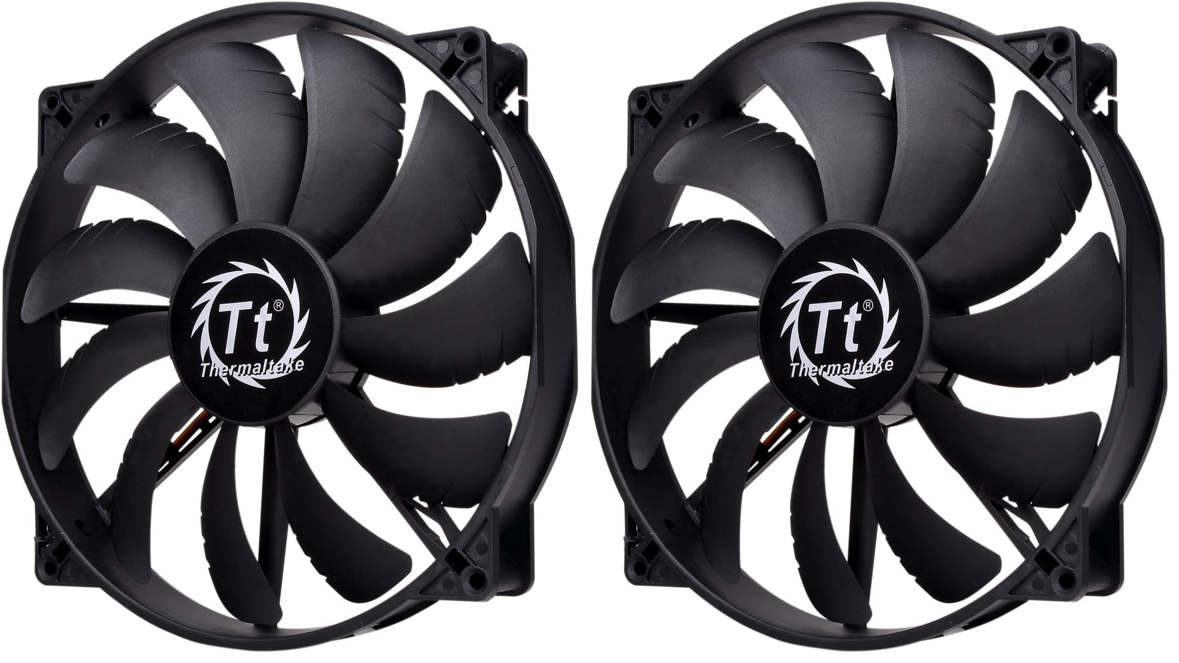 Thermaltake 200 mm Pure 20 Series Nero 200 x 30 mm Spesso Silenzioso Alto Flusso D'aria Ventola Con Sistema di Montaggio Anti-Vibrazione Raffreddamento CL-F015-PL20BL-A (Confezione da 2)