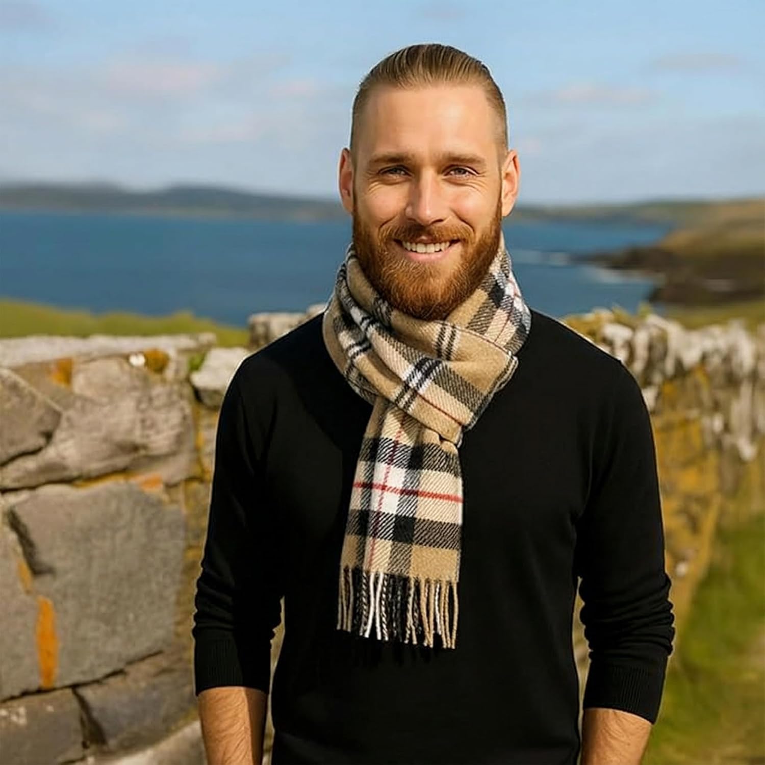 Biddy Murphy 100% Irish Wool Scarf for Women & Men, Soft & Warm, Plaid Tartan, 12" x 60" - Image 4