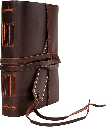 Miniatura 6 de C CUERO Diario de cuero vintage hecho a mano antiguo con borde de cubierta de papel, cuaderno de bocetos de cuero, cuaderno de sombras para hombres