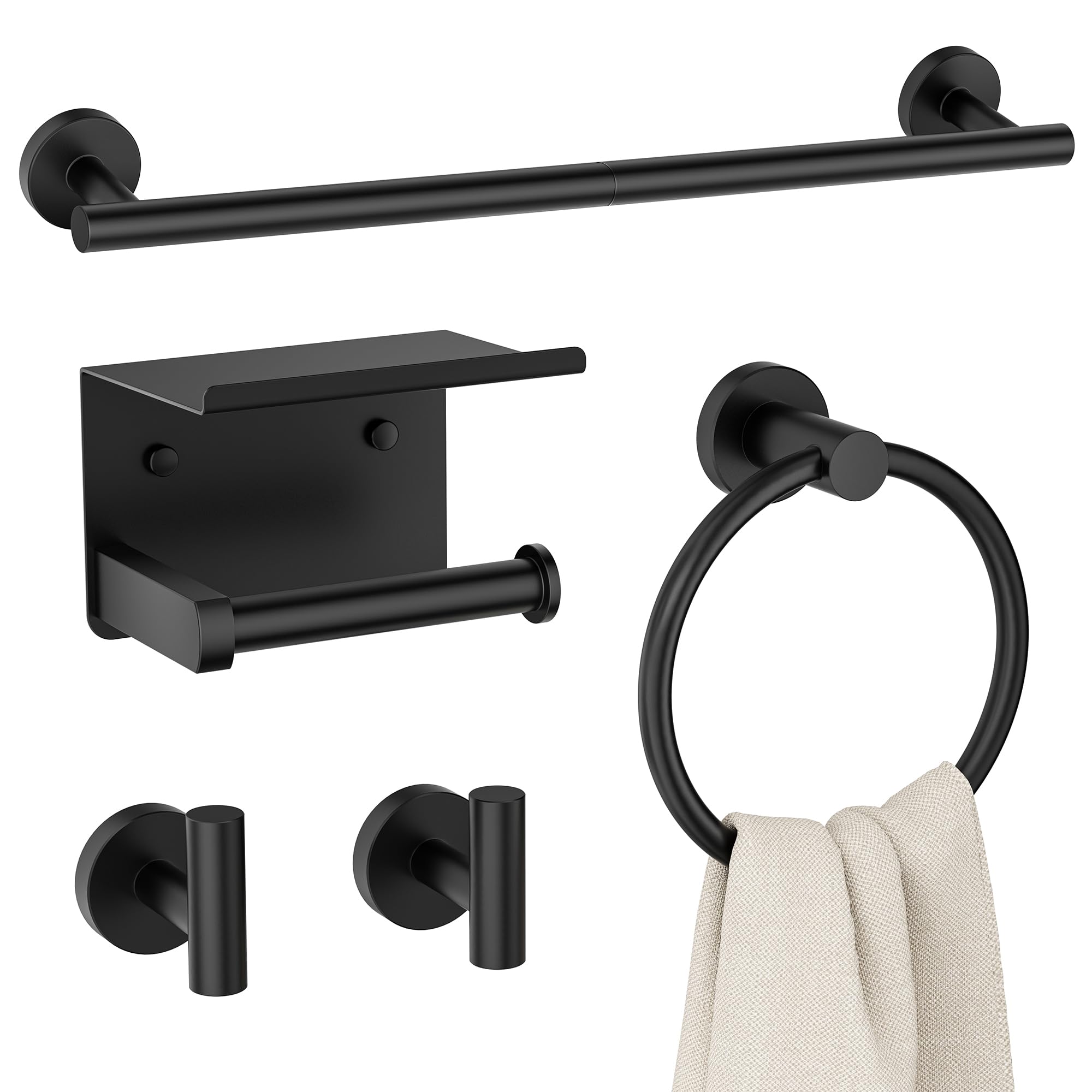 FORIOUS Bathroom Accessories, 4-Piece Bathroom Hardware Set - 24" Towel Bar — Amazon image 11