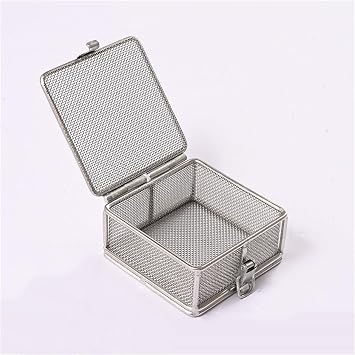 Medical 304 Stainless Steel Instrument Operation Mesh Basket with Lid, Instruments Tray Sterilization Trays case Box,Mesh Perforated Disinfection Baskets,for Hospital,10 * 10 * 10cm