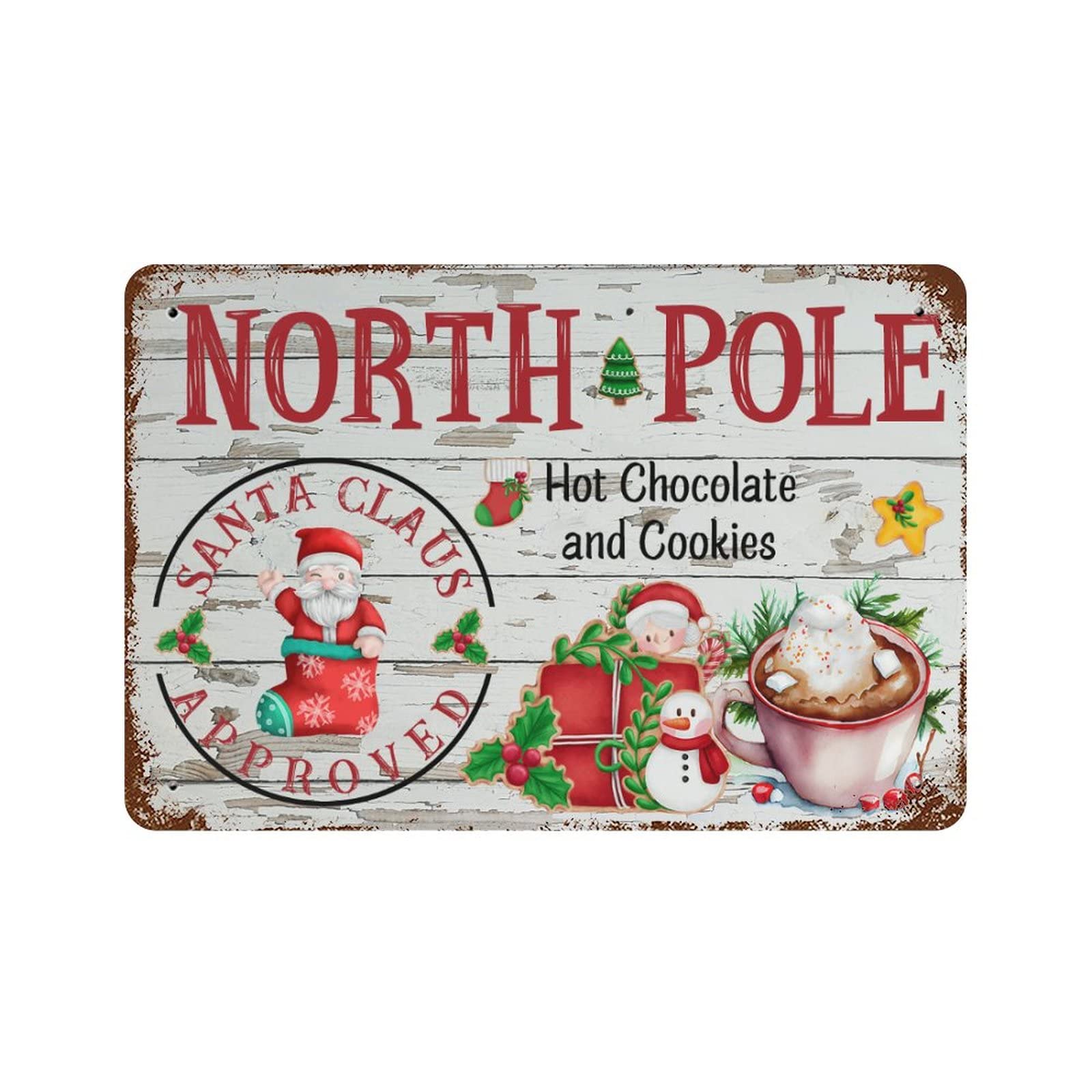 Panneau aluminium Christmas Hot Cocoa durable pour décoration extérieure et intérieure