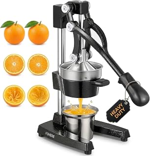 FOHERE Orange Juicer Squeezer, Cast Iron Lemon Squeezer, Commercial Citrus Juicer Hand Press for Orange, Lemon, Pomegranate, Grapefruit, Easy to Clean Citrus Squeezer with a Stainless Steel Cup