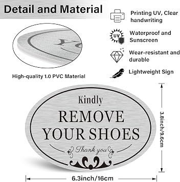 CARGEN 2 PACK Kindly Remove Your Shoes Oval Please Take Off Your Shoes No Shoes Sign Decal Sticker Home House Door Sign 6.3 x 3.8