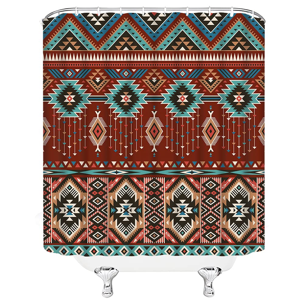 Southwestern Duschvorhang Im Azteken-Design – Wasserdicht, Boho-style, 152x183 Cm